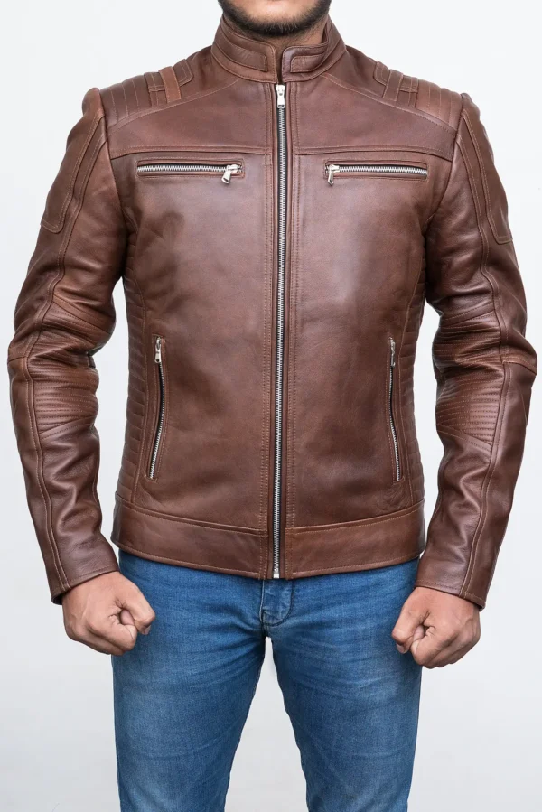 Men Vintage Distressed Leather Jacket