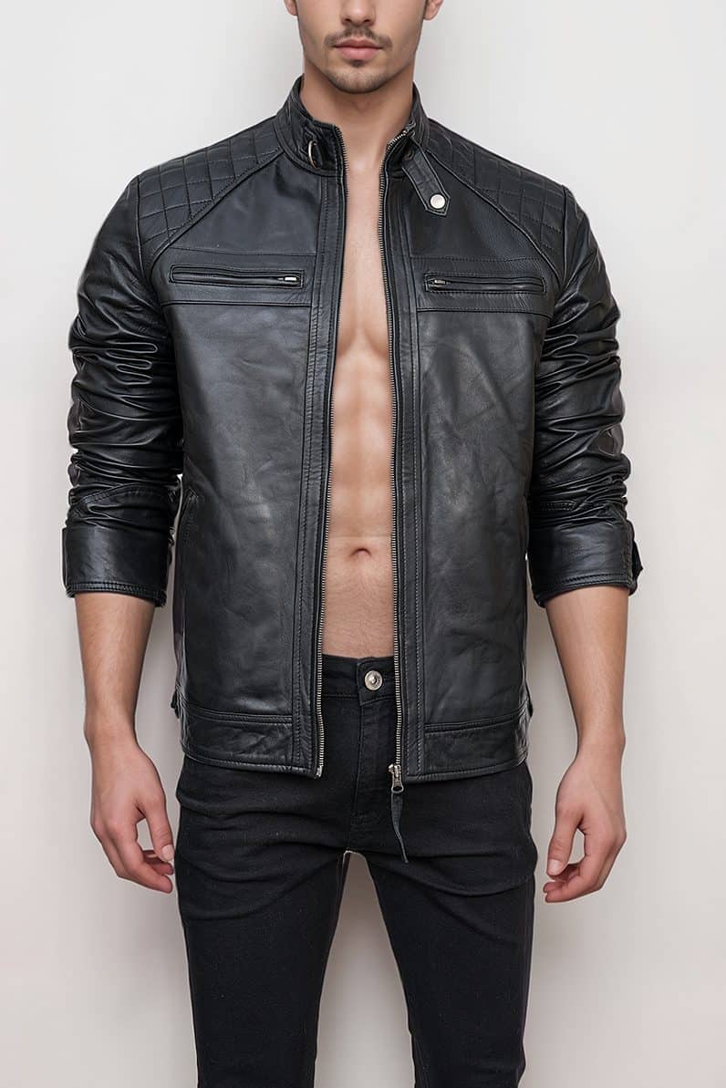 Louvre Black Quilted Leather Jacket