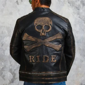 Men’s Biker Skull Leather Jacket