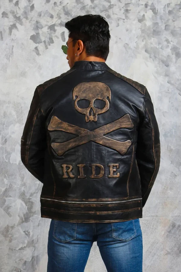 Men's Biker Skull Leather Jacket
