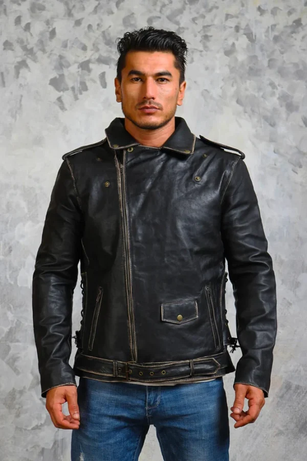 Men's Black Leather Motorcycle Jacket