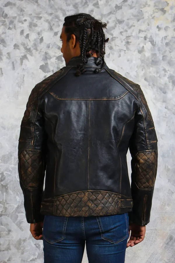 Men's Biker Distressed Leather Jacket