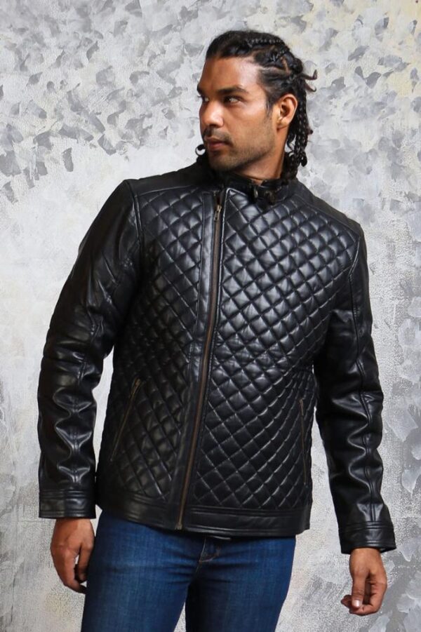 Men's Diamond Quilted Leather Jacket