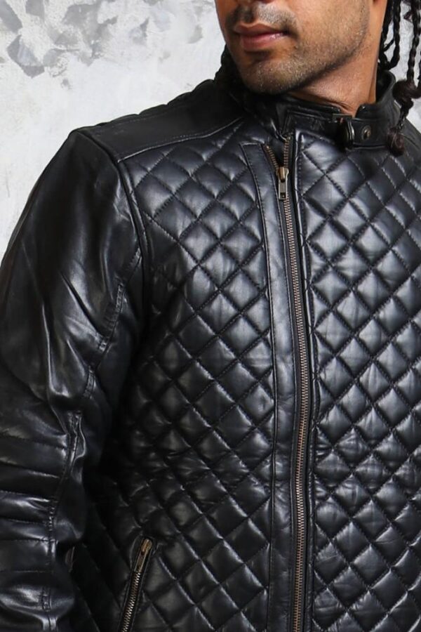 Men's Diamond Quilted Leather Jacket