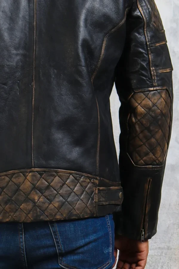 Men's Biker Distressed Leather Jacket