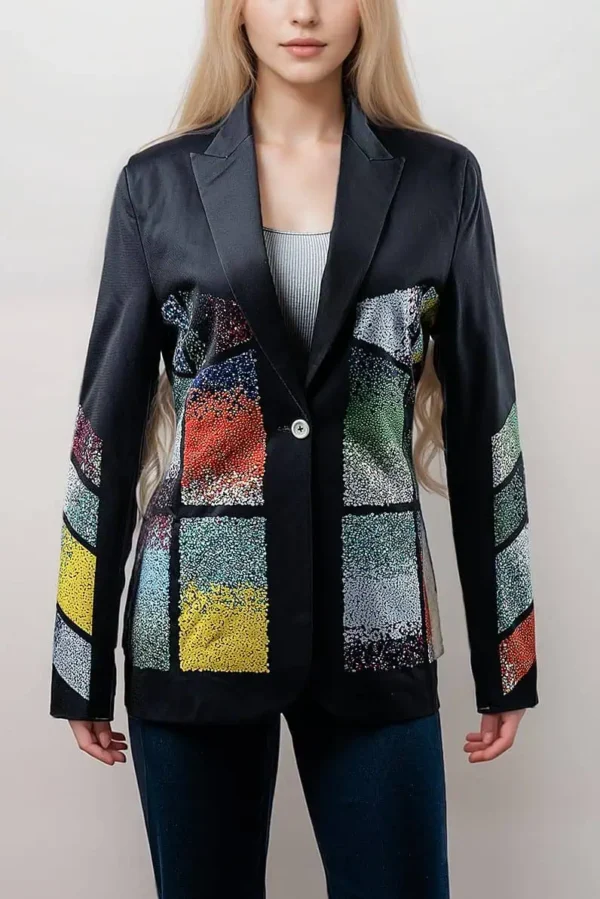 Women’s Picasso Multicolor Sequin Patchwork Black Blazer