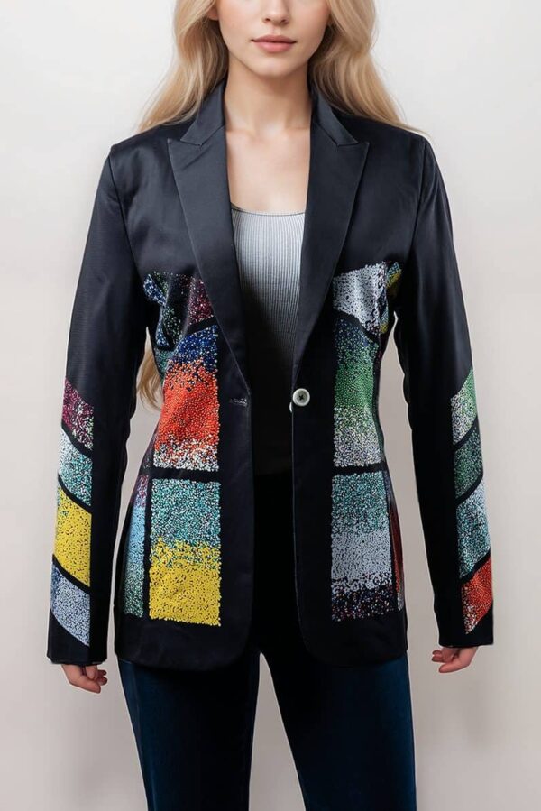Women’s Picasso Multicolor Sequin Patchwork Black Blazer