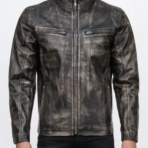 Prime Distressed Brown Leather Biker Jacket
