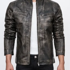 Prime Distressed Brown Leather Biker Jacket