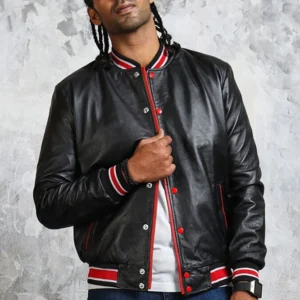 Men’s Black and Red Bomber Jacket
