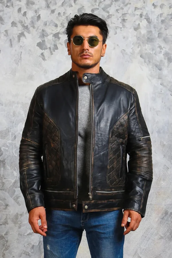 Men's Biker Skull Leather Jacket - Image 2