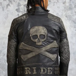 Skull and Crossbones Leather Motorcycle Jacket