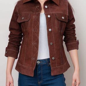 Top-Rated Brown Suede Leather Jacket for Women’s