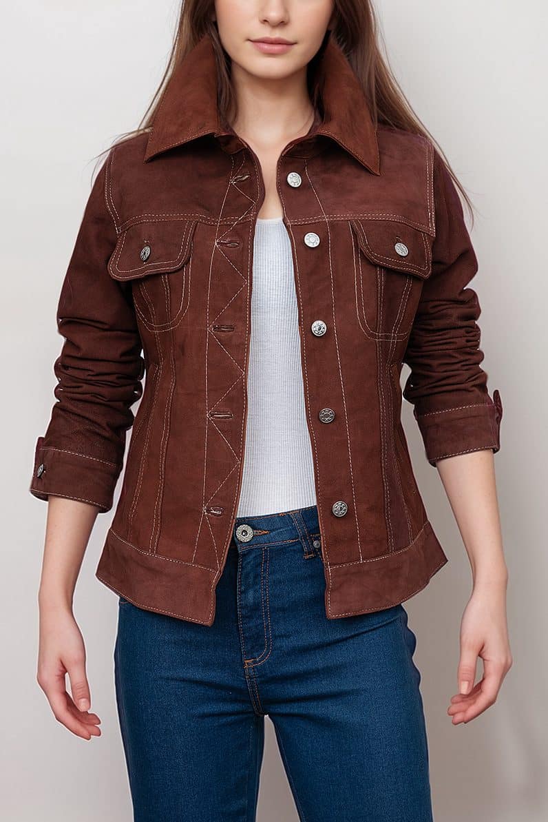 Top-Rated Brown Suede Leather Jacket for Women’s