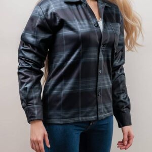 Versailles Blue Flannel Plaid Jacket For Women’s