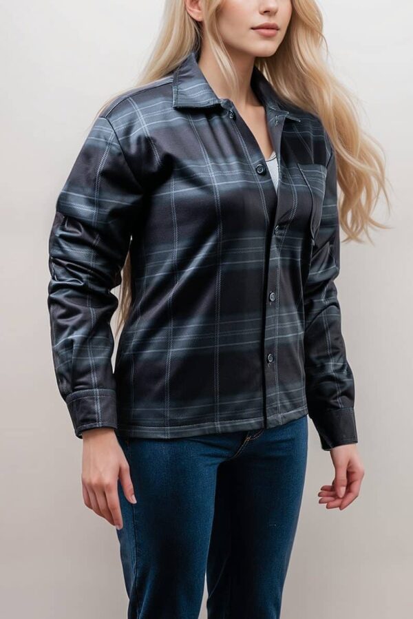 Versailles Blue Flannel Plaid Jacket For Women’s
