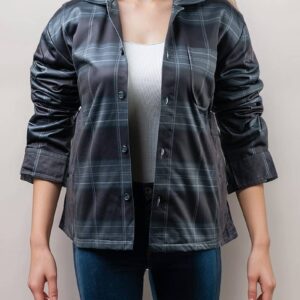Versailles Blue Flannel Plaid Jacket For Women’s