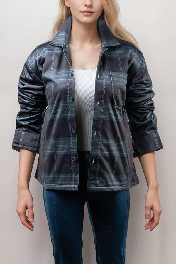 Versailles Blue Flannel Plaid Jacket For Women’s