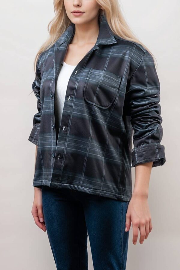 Versailles Blue Flannel Plaid Jacket For Women’s