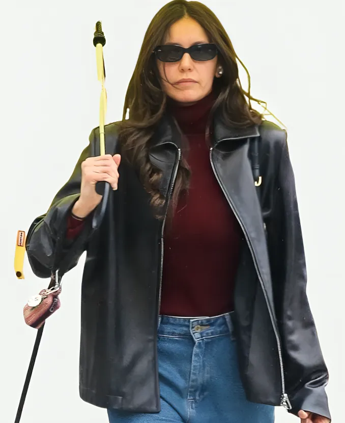 NYC 2026 Nina Dobrev Leather Jacket