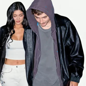 Timothee Chalamet Knicks vs Hawks Game 5 Black Jacket