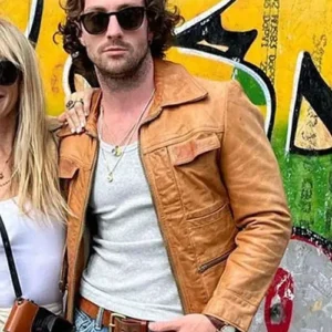 Aaron Taylor Johnson Brown Leather Jacket