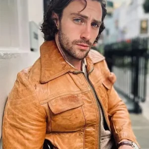 Aaron Taylor Johnson Brown Leather Jacket