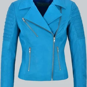 Fashion Designer Electric Blue Biker Style Jacket