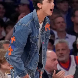Timothee Chalamet Knicks Game 4 Denim Trucker Jacket