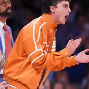 Timothée Chalamet NBA Finals Orange Jacket
