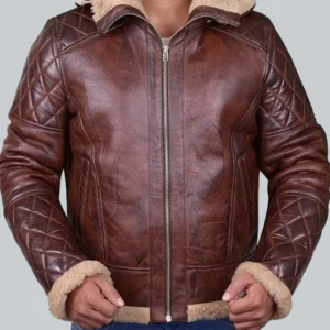 Diamond Quilted Bomber B3 Shearling Jacket