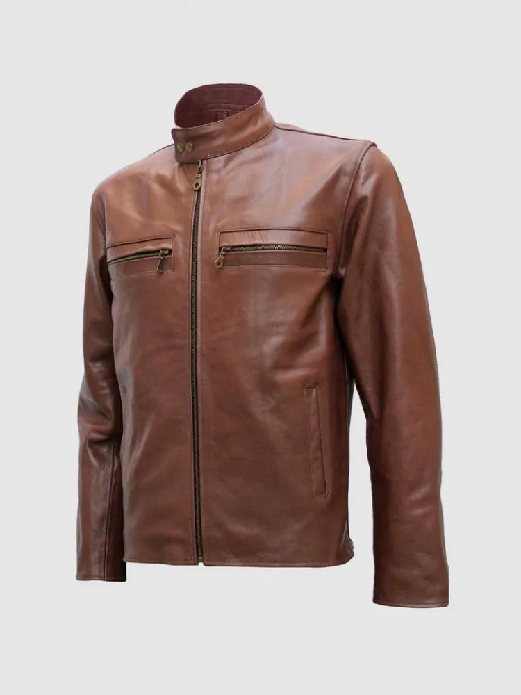 Elegant Brown Fashion Leather Jacket