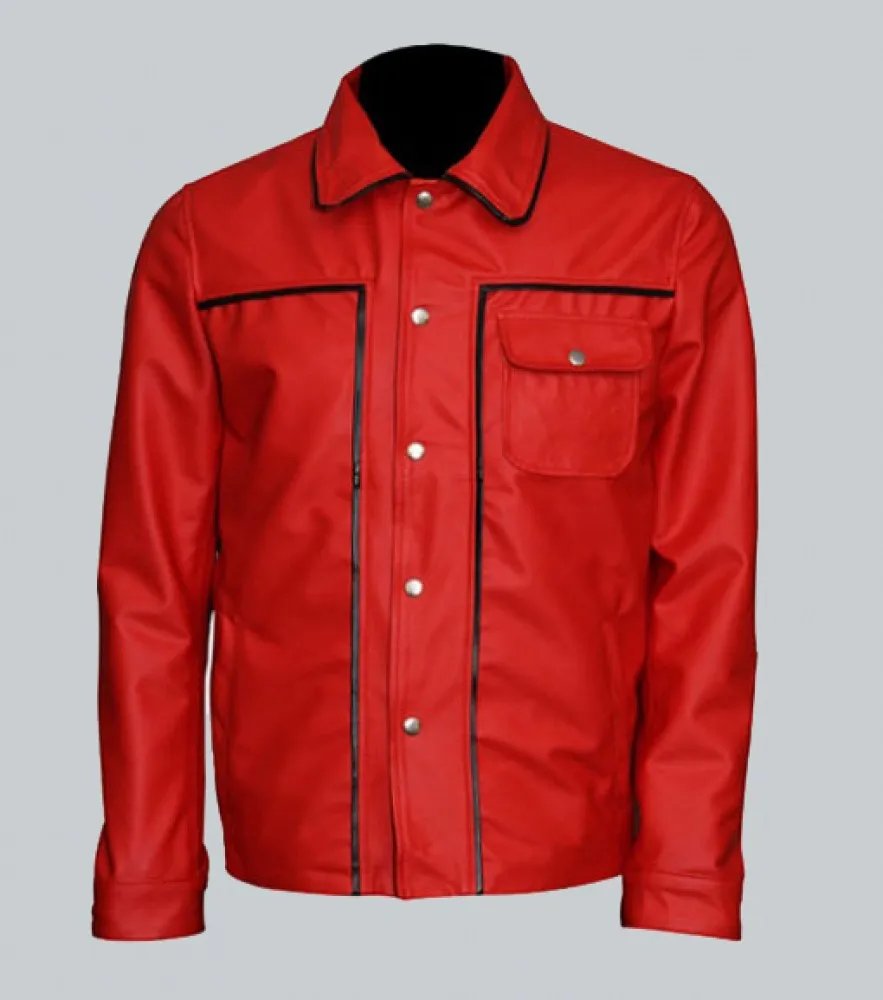 Elvis Presley Inspired Mens Red Leather Jacket