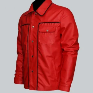 Elvis Presley Inspired Mens Red Leather Jacket