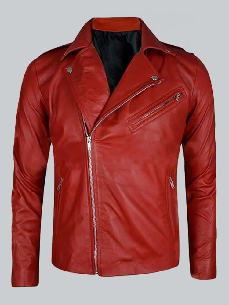 Fergal Devitt Motorcycle Red Leather Jacket