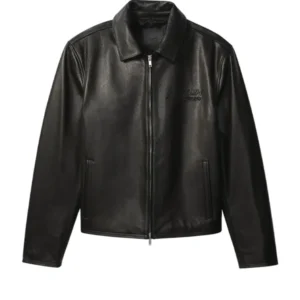 Jung Kook Black Leather Racer Jacket