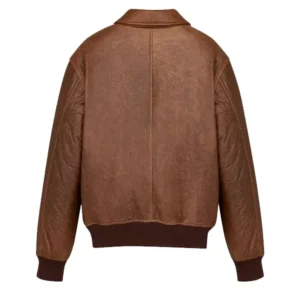 Men’s Vintage Brown Leather Bomber Jacket