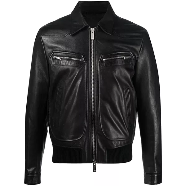 Classic Mens Black Biker Leather Jacket