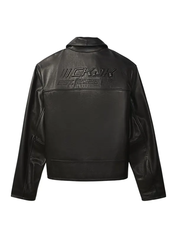 Jung Kook Black Leather Racer Jacket