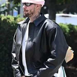 Justin Bieber Leather Bomber Jacket