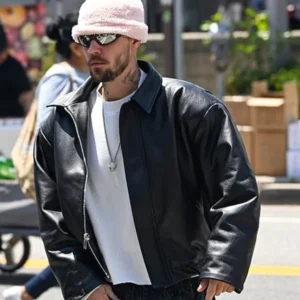 Justin Bieber Leather Bomber Jacket