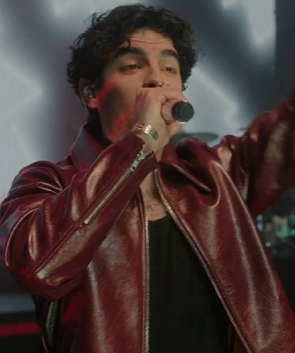A Very Jonas Christmas Movie 2025 Joe Jonas Leather Jacket
