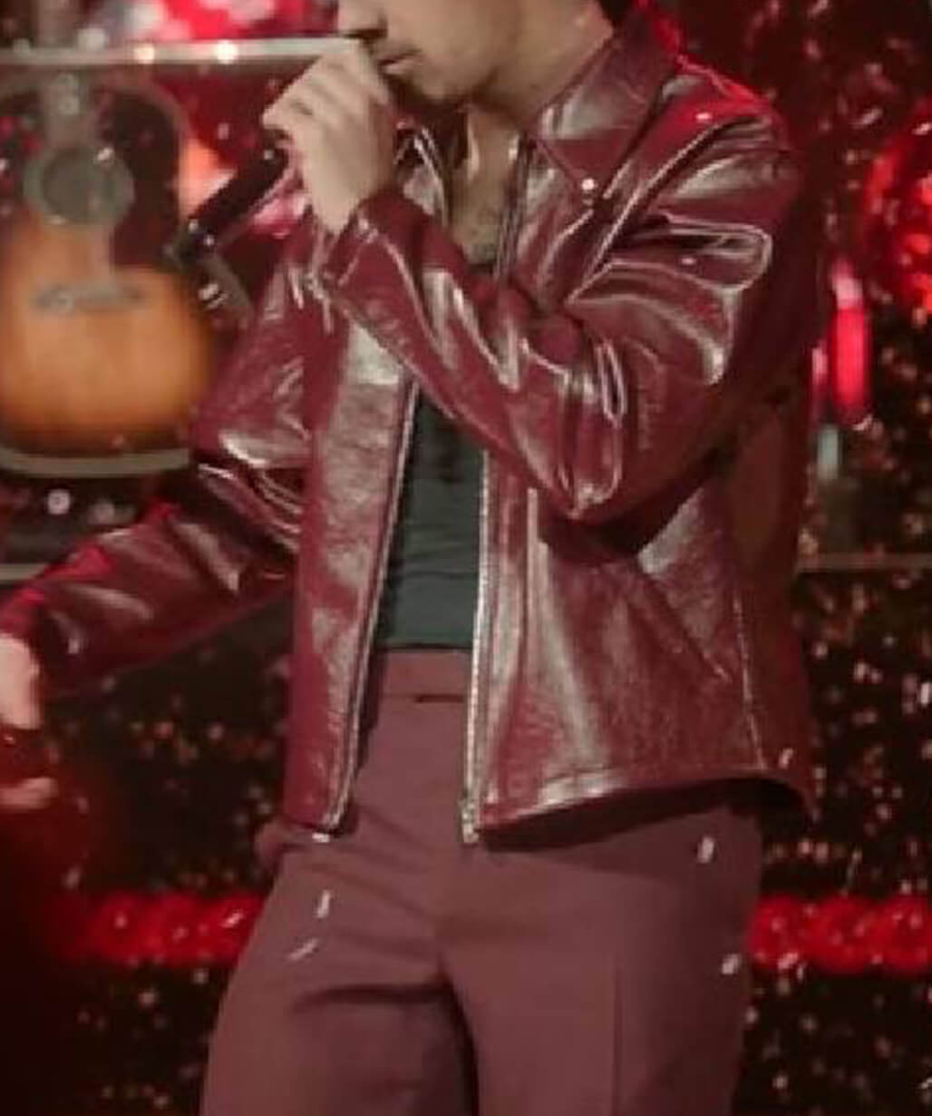 A Very Jonas Christmas Movie 2025 Joe Jonas Leather Jacket