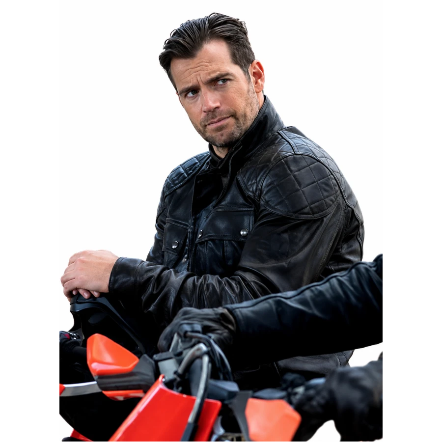 In the Grey Henry Cavill Black Leather Jacket