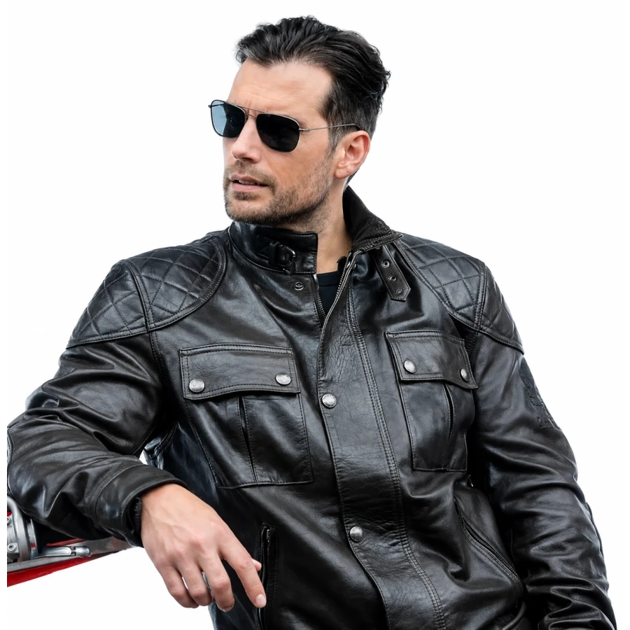In the Grey Henry Cavill Black Leather Jacket