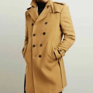Men’s Double Breasted Red Belted Coat