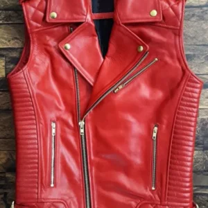 Men’s Red Leather Biker Vest