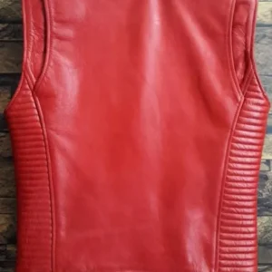 Men’s Red Leather Biker Vest