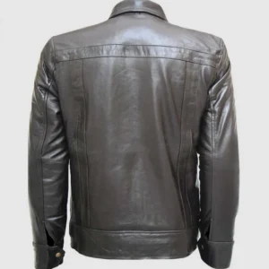 Black Leather Jacket with Classic Zipper